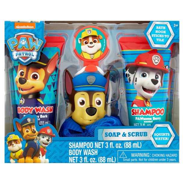Nickelodeon Paw Patrol Soap & Scrub Shampoo and Body Wash Bath Set, 4pcs