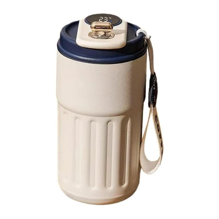 

Tongina Travel Coffee Mug Coffee Cup Stainless Steel Drinkware Thermal Bottle Reusable 450ml Hot Cold Water and Drinks Coffee Tumbler White Blue