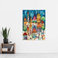 thumbnail image 2 of Town Market Square Afternoon Shoppers Folk Art Watercolour Painting Extra Large XL Wall Art Poster Print, 2 of 3