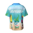 thumbnail image 5 of Salouo Hello Summer Gnome 1 Pattern Cuban Collar Shirts for Men Button-Down Shirt Men's Short Sleeve Shirts Hawaiian Shirts Casual Shirts -Medium, 5 of 6