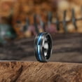 thumbnail image 2 of JQUEEN 8mm Beveled Edge Gunmetal Blue Groove Black Tungsten Wedding Ring for Men Size 7-13, 2 of 5