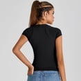 thumbnail image 2 of SWSMCLT Women's Soft T Shirt Fitted Top Basic Scoop Neck Lightweight T-shirt Yoga Summer Cool Workout Thin Spandex Black Small, 2 of 5