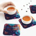 thumbnail image 7 of Pofeuu Colorful Feather Owl Print Leather Coasters Set of 6, Round Cups Mugs Mat Pad for Home Kitchen Heat Resistant Drink Coasters,Square, 7 of 7