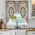 thumbnail image 3 of Swag Valance Curtains for Windows, Boho Southwestern Light Filtering Kitchen Curtains with Rod Pocket, Heritage Antique Country Blue Window Treatment Valances for Living Room, 36x36 - 2 PCS, 3 of 9