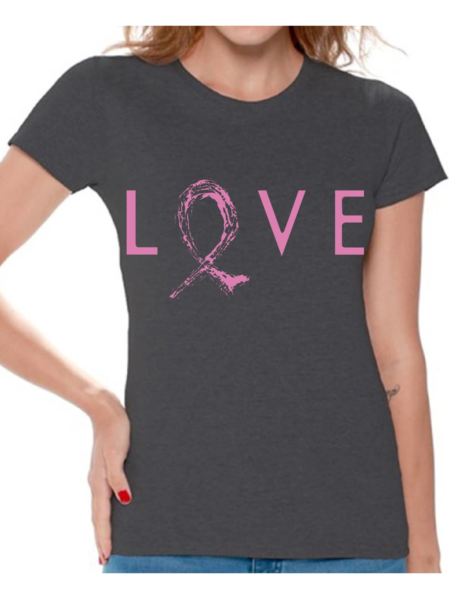 Awkward Styles - Awkward Styles Love Tshirt Breast Cancer Awareness Shirts for Women Pink Ribbon 