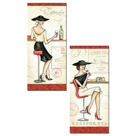 - Espana and California Wine Fashionista Panel Set by Andrea Laliberte; Two 8x18