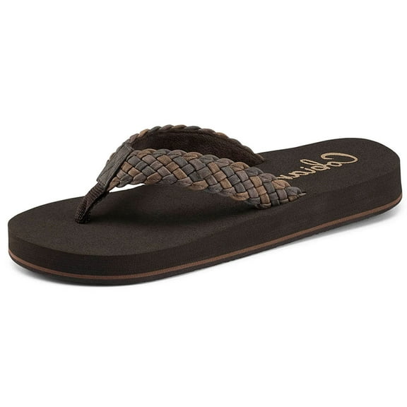 COBIAN Adult Female Braided Bounce Flip Flop Sandals, Color: Chocolate, Size: 6