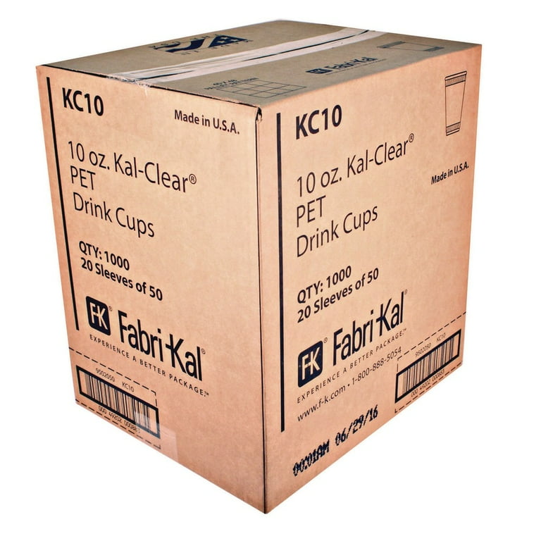 Kal-Clear PET Cold Drink Cups, 10 oz, Clear, 50/Bag, 20 Bags/Carton Kal-Clear PET Cold Drink Cups, 10 oz, Clear, 50/Bag, 20 Bags/Carton