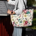 thumbnail image 4 of Wukai Bird Butterfly Rose Print Zipper Bag,large Beach Tote Bag,Waterproof Sandproof Bag,Grocery and Picnic Tote Travel Bag, 4 of 5