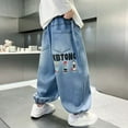 thumbnail image 3 of Tiijoy Boys Cartoon Embroidery Baggy Jeans Kids Fashion Pull On Denim Pants, Sizes 4-5, 3 of 5
