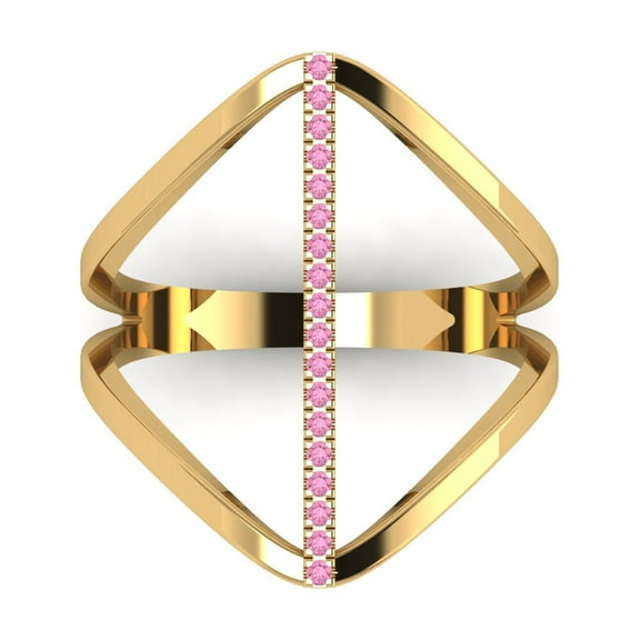 Statement Engagement Ring for Women - 0.09ct Simulated Pink Diamond in 14K Yellow Gold Promise Ring