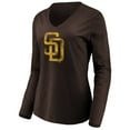 thumbnail image 2 of Women's Brown San Diego Padres Core Distressed Team Long Sleeve T-Shirt, 2 of 3