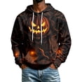 thumbnail image 4 of Leidass Halloween Hoodie for Men Funny Pumpkin Face Hooded Sweatshirts Scary Skull Long SLeeve Tops Holiday Costumes Ginger M, 4 of 5