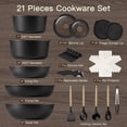 thumbnail image 2 of Astercook Non Stick RV Pots and Pans Ceramic Kitchen Cookware Set with Detachable/Removable Handle, Oven Safe, Induction Ready, Stackable, Black, 21, 2 of 9