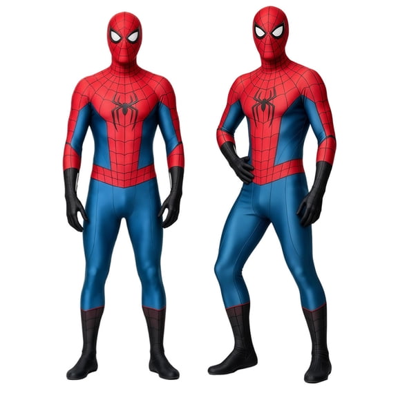 Halloween Costumes for Men, Adult Spiderlike Cosplay Costume Jumpsuit, 3D Print Full Body Superhero Bodysuit with Mask Lycra Spandex Suit Zentai Outfit for Comic Con, Red, 140