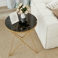 thumbnail image 5 of HLR Modern Round Side Table, End Tables Set of 2 with Marble Texture for Living Room, Black, 5 of 10