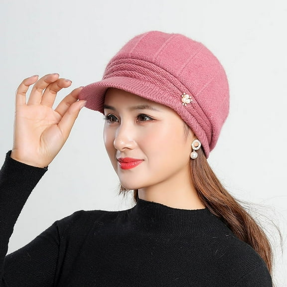 YooGuoGuo Autumn And Winter Women's Knitted Short Brimmed Duckbill Caps, Outdoor Plush Insulation, Cycling Fashion, New Berey Hats