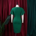thumbnail image 4 of AURA Womens Midi Pencil Dress High Waist Ruffle Short Sleeve Round Neck Solid Color S XXXL, 4 of 7