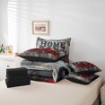 thumbnail image 4 of Valentine's Day 7 Pcs Comforter Set,Romantic Red Roses Butterfly Bedding Set,Vintage Gray Wooden Plank Rustic Farmhouse Bed Set(Comforter+Fitted+Flat Sheet+Pillowcases+Pillow Covers),Full, 4 of 5