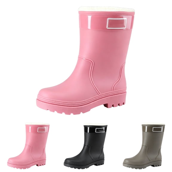 Mfakffe Women's Mid Calf Rain Boots Waterproof Garden Shoes Anti-slipping Rainboots For Women Lightweight Rain Shoes with Warm Lining