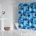 thumbnail image 2 of Blue Geometric Pattern Shower Curtain 72"x72" ,Bathroom Decorative Shower Curtains Set with 12 Hooks,Modern Waterproof Washable Shower Curtain, 2 of 6