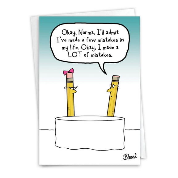 NobleWorks Funny Sorry Greeting Card with 5 x 7 Inch Envelope (1 Card) Eraser Head C10877SRG