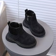 thumbnail image 3 of Autumn Leather Combat Pull On Boots （Toddler/Little Kids） Children Winter Ankle Boots,Color:Black,Size:4-4.5 Years, 3 of 7