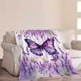 thumbnail image 2 of Butterfly Blanket Soft Lightweight Purple Butterfly Flannel Fleece Blanket Cozy Warm Bedding Stuff Decor Plush Throw Blanket Butterfly Gifts for Lover Girls Boys Women Adults Bed Travel 40"x50", 2 of 6