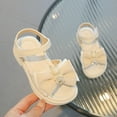 thumbnail image 3 of B91xZ Sandales Plates pour Filles et Tout-Petits Chaussures de Robe Décontractées à Enfiler, Beige 13, 3 of 5