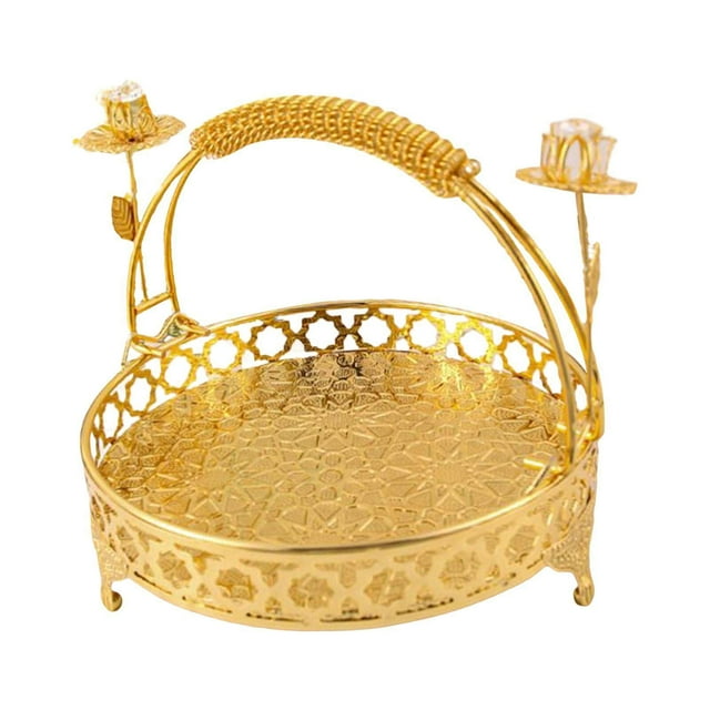 Baohd Luxury Serving Tray Wedding Gift Multipurpose for Table Centerpiece Kitchen Aureate Large