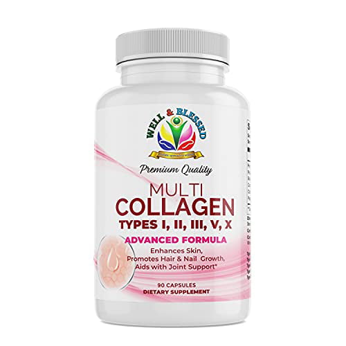 Multi Premium Collagen Pills with Vitamin C, E -Tighten Skin, Reduce  Wrinkles, Strong Nails, Joints & Hair Growth- Hydrolyzed Collagen Peptides,  Anti Aging Skin Care Supplements for Women -90 Capsules 