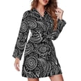 thumbnail image 2 of Black White Paisley Pajama Robe Female Vintage Floral Casual Loose Nightgown V Neck Design Pajamas Robes Autumn Dresses, 2 of 7