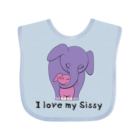 

Inktastic I Love My Sissy Elephant Purple Pink Gift Baby Boy or Baby Girl Bib