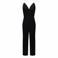 thumbnail image 4 of Lilgiuy Women's Solid Color Large Size Literary Straps Casual Trousers Jumpsuit Fall Clothes for 2022 Spring Winter, 4 of 4