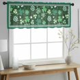 thumbnail image 2 of Green, Valance Curtains for Kitchen/Living Room/Bathroom/Bedroom Window, Rod Pocket Small Topper Half Short Window Curtains Voile Sheer Scarf, St. Patrick's Day Shamrock Spring Checkered 54"x18", 2 of 8