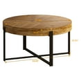 thumbnail image 3 of Antique Round Wood Coffee Table, Farmhouse Cocktail Center Table for Living Room, Thicken Wood Table Top with Cross Metal Base (33.86", Natural+Black), 3 of 9