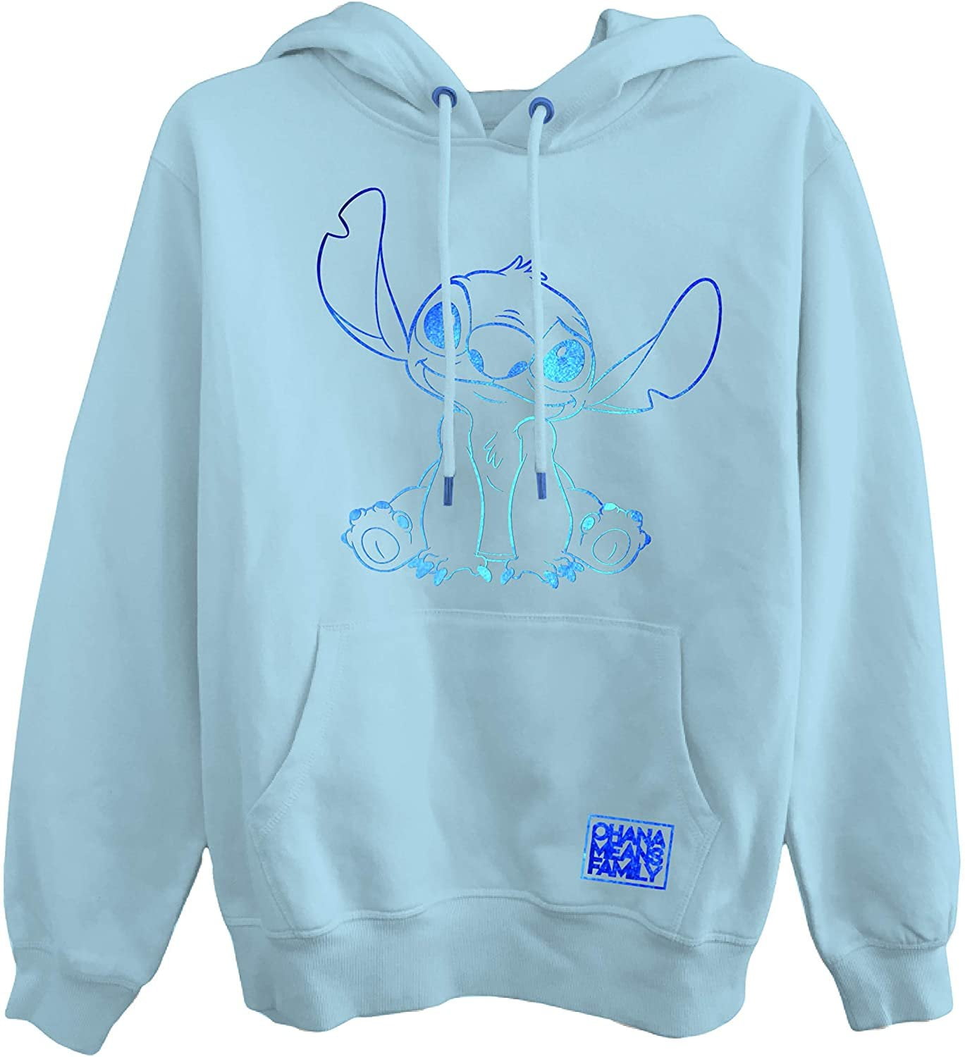 Ladies Lilo and Stitch Sweatshirt Ladies Classic Lilo and Stitch Hoodie with Foil Light Blue