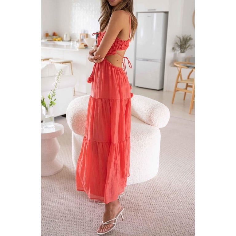 Women Swing Tiered Maxi Dress Sleeveless Spaghetti Strap Cut Out Bodycon Long Dresses Backless Flowy Party Beach Dress - Walmart.com Women Swing Tiered Maxi Dress Sleeveless Spaghetti Strap Cut Out Bodycon Long Dresses Backless Flowy Party Beach Dress - Walmart.com
