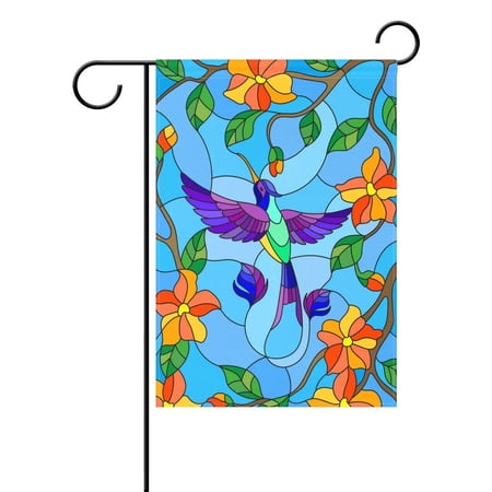 POPCreation Stained Glass Dragonfly Garden Flag Outdoor Flag Home Party 12x18 inches