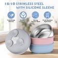 thumbnail image 5 of Vesteel Stainless Steel Kids Bowls with Suction, 3-Piece Suction Plates & Bowls for Toddlers, Removable Silicone Shell & Dishwasher Safe, Blue/Pink/Grey, 5 of 8