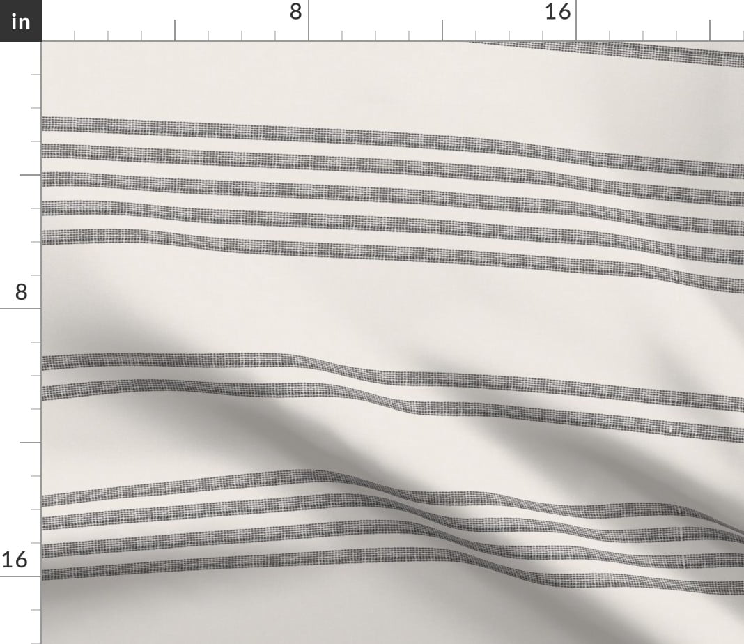 Gray Stripe Grey Ticking Stripes French Woven Fabric Printed by