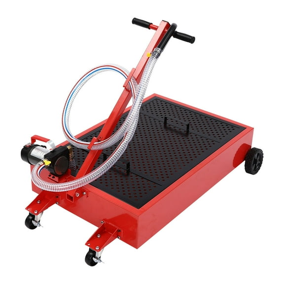 20Gal Low Profile Oil Drain Pan 20 Gallon Oil Drain Pan with 120W Electric Pump 8ft (Red, Black)