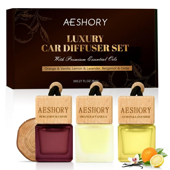 Ambientador Aeshory para coche, paquete de 3 difusores de aceite colgantes, 8 ml
