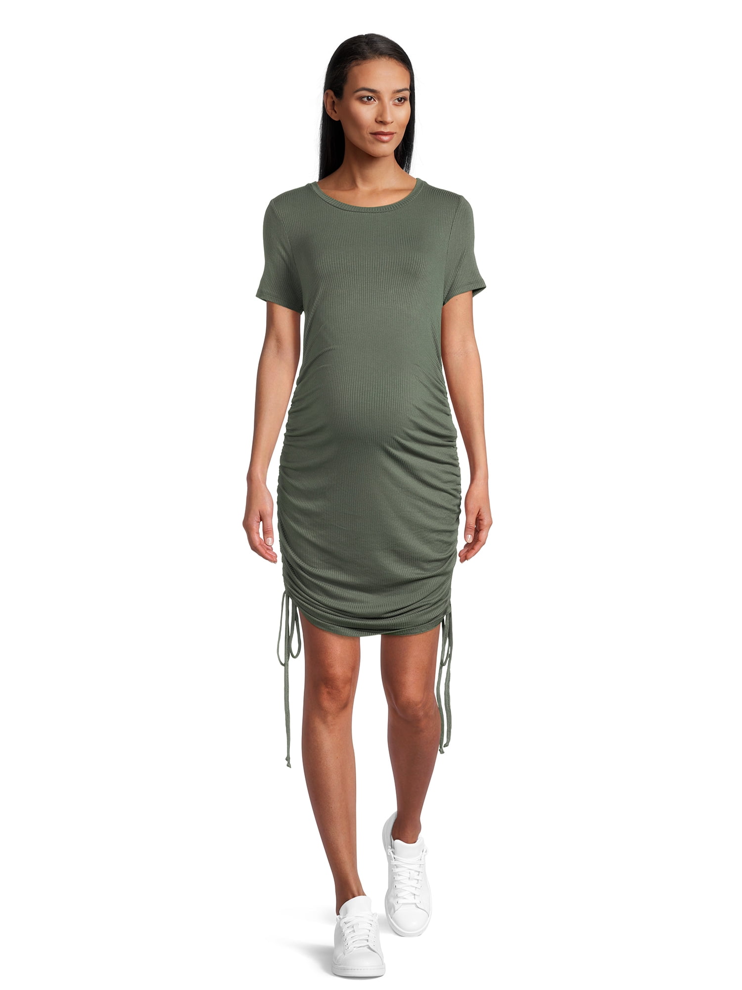 Destination Maternity Women's Ruched Bodycon Dress with Short Sleeves, Sizes S-2XL