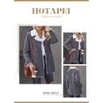 thumbnail image 3 of HOTAPEI Winter Coats for Women Lapel Sherpa Lined Jacket Winter Warm Jackets Outerwear Denim Coat with Pockets, S-3XL, 3 of 6