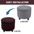 thumbnail image 5 of Storage Ottoman Cover, Slipcover For Ottoman, Footstool Cover With Elastic Bands Washable -brown-1pcs, 5 of 6