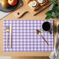 thumbnail image 2 of Purple Placemats Set of 8, Country French Rustic Buffalo Plaid Modern Art Placemats for Dining Table, Place Mats for Kitchen Tabletop, Waterproof Wipeable Dining Table Mats Set, 2 of 9