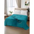 thumbnail image 3 of Twin XL Size Flat Sheet Only, Teal Marble Soft Brushed Microfiber Bed Sheets, Turquoise Marble Crack Abstract Modern Art Hotel Quality Breathable Bedding Top Sheet, Easy Care, 66"x102", 3 of 9