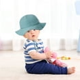 thumbnail image 4 of nvzhuang Baby Summer Bucket Hat, Sun Protection Infant Wide Brim Fisherman Hat with Chin Strap, 4 of 9