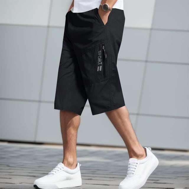 WILLBEST Pantalones Cortos Casuales de Cintura Elástica de Color Liso A La Moda para Hombre